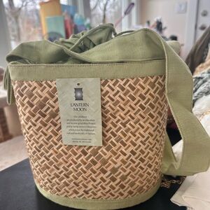 Green and Tan Woven Shoulder Bag